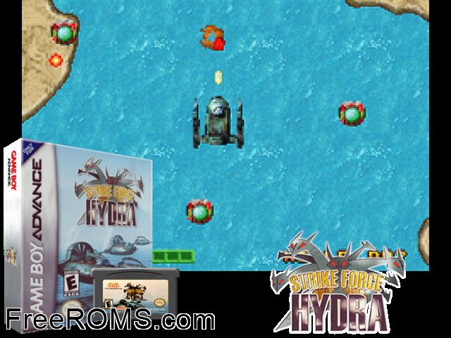 Strike Force Hydra Gameboy Advance game showing 3D box cover and gameplay screenshot