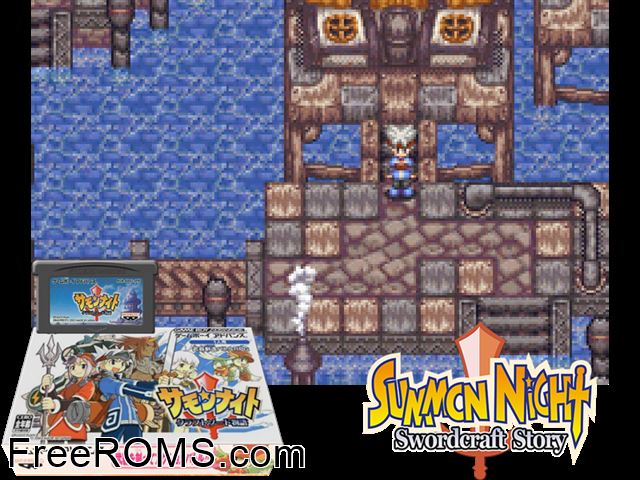 Summon Night - Craft Sword Monogatari (Japan) Gameboy Advance game showing 3D box cover and gameplay screenshot