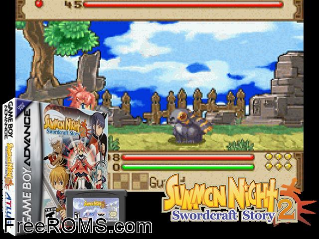 Summon Night - Swordcraft Story 2 Gameboy Advance game showing 3D box cover and gameplay screenshot
