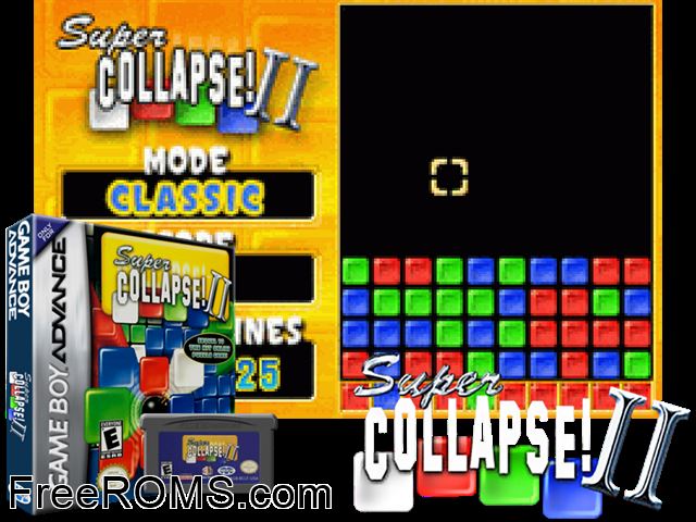 Super Collapse! II Gameboy Advance game showing 3D box cover and gameplay screenshot