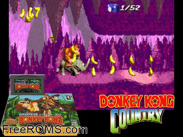 Super Donkey Kong (Japan) Gameboy Advance game showing 3D box cover and gameplay screenshot