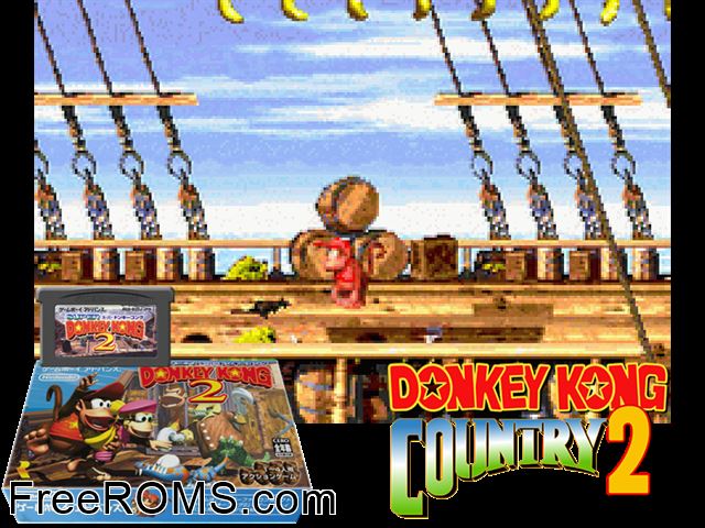 Super Donkey Kong 2 (Japan) Gameboy Advance game showing 3D box cover and gameplay screenshot