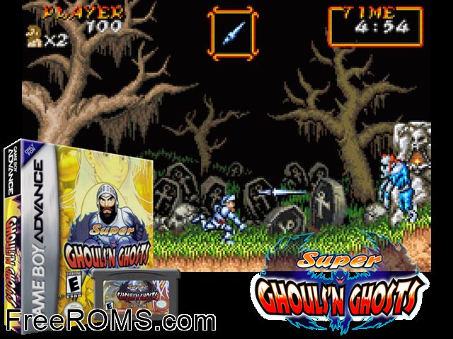 Super Ghouls'N Ghosts Gameboy Advance game showing 3D box cover and gameplay screenshot