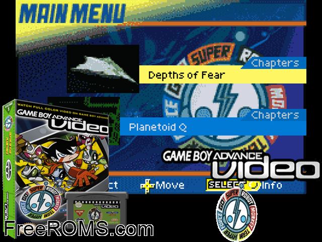 Super Robot Monkey Team - Volume 1 (Video) Gameboy Advance game showing 3D box cover and gameplay screenshot