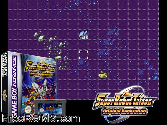 Super Robot Taisen - Original Generation Gameboy Advance game showing 3D box cover and gameplay screenshot