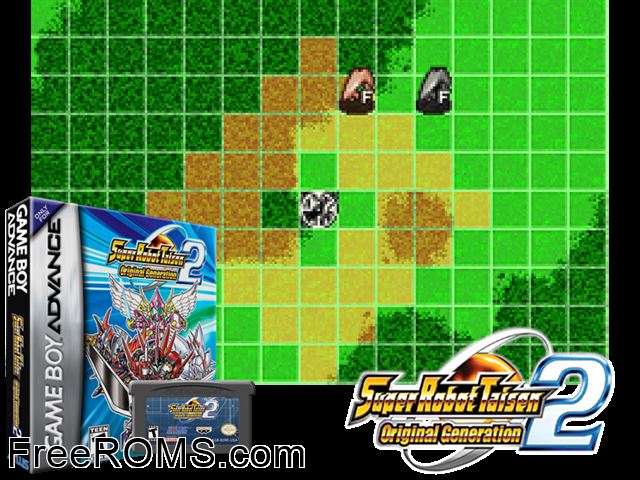 Super Robot Taisen - Original Generation 2 Gameboy Advance game showing 3D box cover and gameplay screenshot