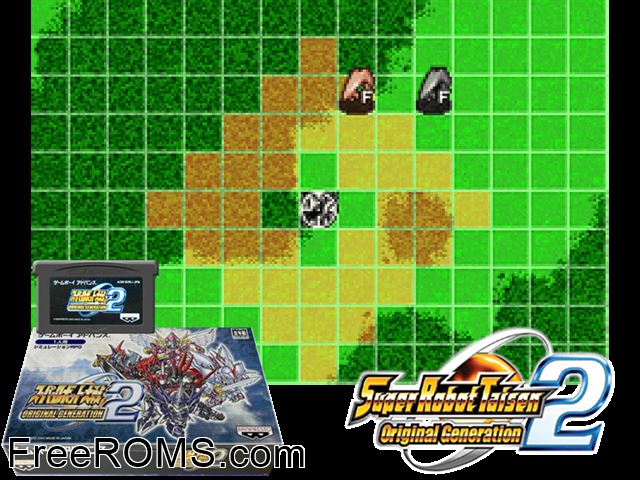 Super Robot Taisen - Original Generation 2 (Japan) Gameboy Advance game showing 3D box cover and gameplay screenshot