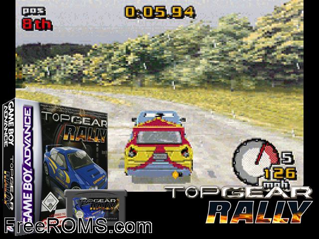 Tg Rally Gameboy Advance game showing 3D box cover and gameplay screenshot