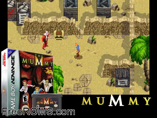 The Mummy Gameboy Advance game showing 3D box cover and gameplay screenshot