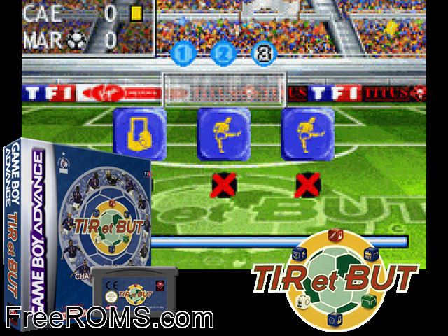 Tir Et But - Edition Champions Du Monde (France) Gameboy Advance game showing 3D box cover and gameplay screenshot