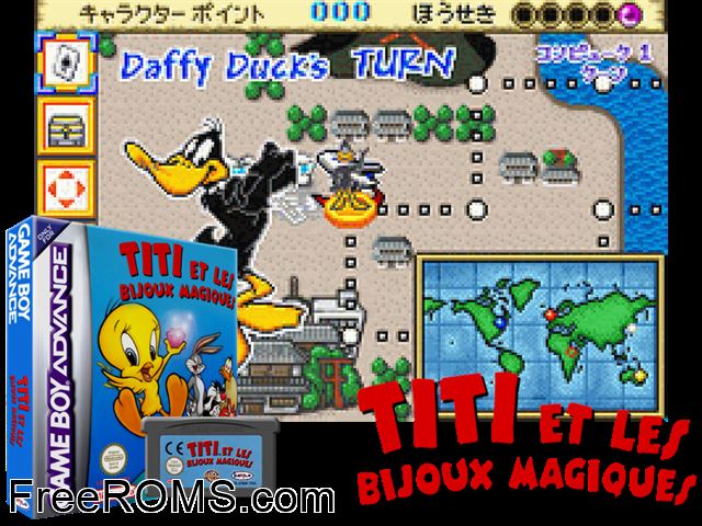Titi Et Les Bijoux Magiques (France) Gameboy Advance game showing 3D box cover and gameplay screenshot