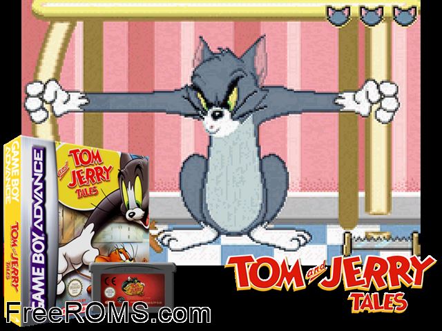 Tom And Jerry Tales Gameboy Advance game showing 3D box cover and gameplay screenshot