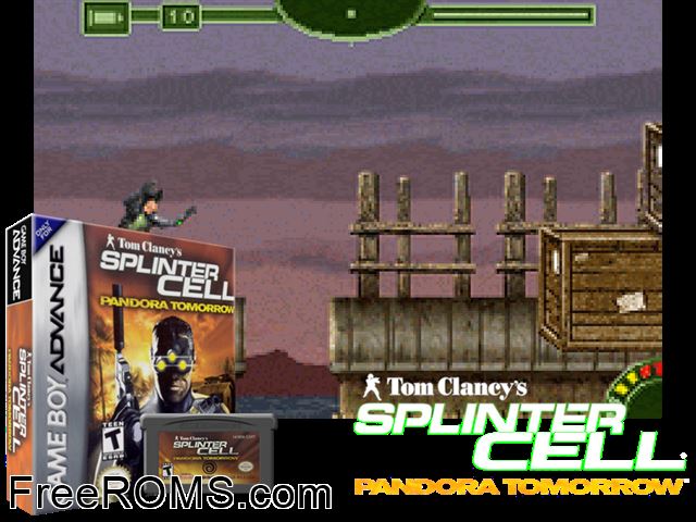 Tom Clancy's Splinter Cell - Pandora Tomorrow Gameboy Advance game showing 3D box cover and gameplay screenshot