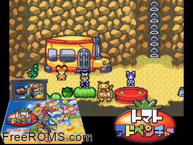 Tomato Adventure (Japan) Gameboy Advance game showing 3D box cover and gameplay screenshot