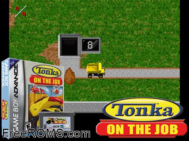 Tonka - On The Job Gameboy Advance game showing 3D box cover and gameplay screenshot
