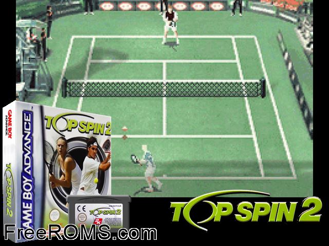 Top Spin 2 Gameboy Advance game showing 3D box cover and gameplay screenshot