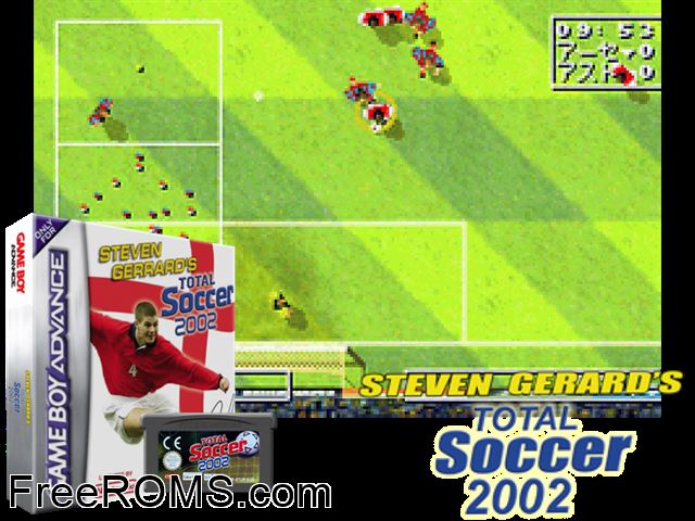 Total Soccer Gameboy Advance game showing 3D box cover and gameplay screenshot