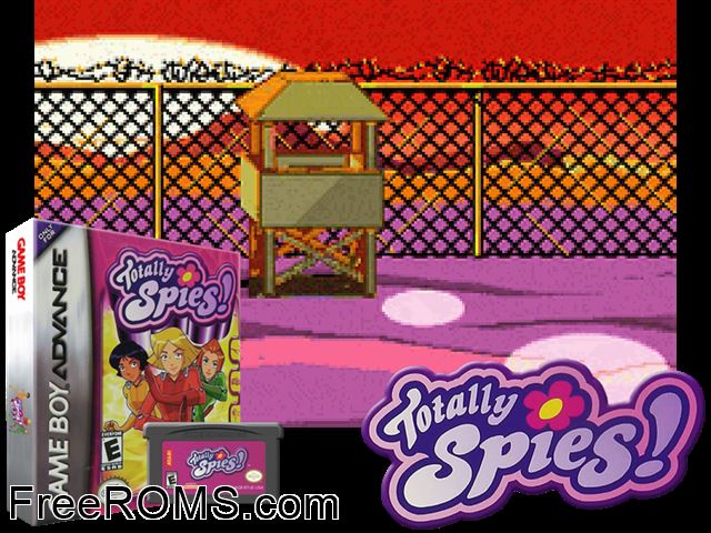 Totally Spies! Gameboy Advance game showing 3D box cover and gameplay screenshot