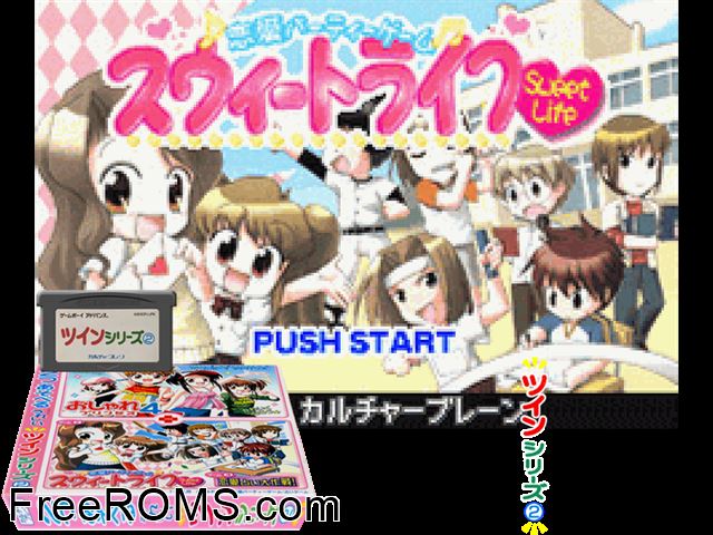 Twin Series 2 - Oshare Princess 4 + Renai Uranai Daisakusen (Japan) Gameboy Advance game showing 3D box cover and gameplay screenshot