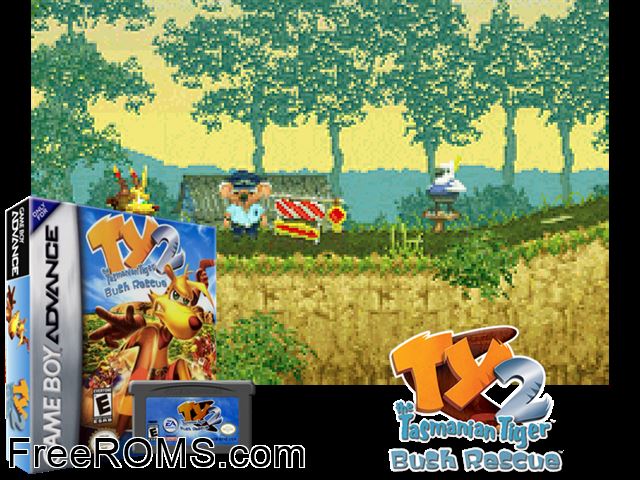 Ty The Tasmanian Tiger 2 - Bush Rescue Gameboy Advance game showing 3D box cover and gameplay screenshot