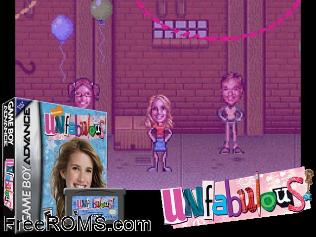 Unfabulous Gameboy Advance game showing 3D box cover and gameplay screenshot
