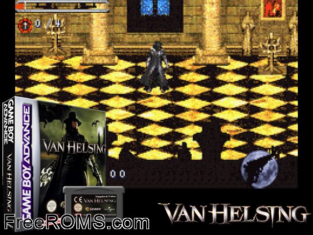 Van Helsing Gameboy Advance game showing 3D box cover and gameplay screenshot
