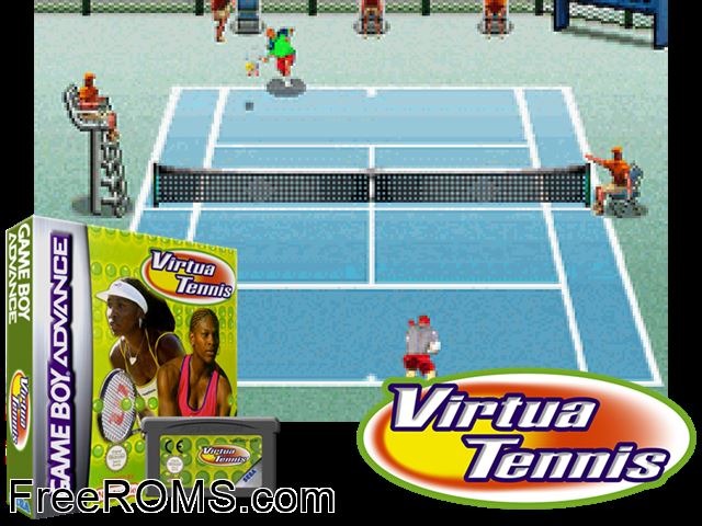 Virtua Tennis Gameboy Advance game showing 3D box cover and gameplay screenshot