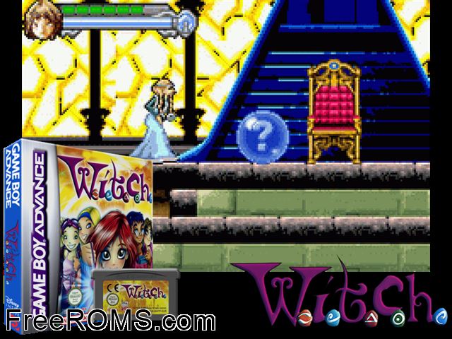 W.I.T.C.H. Gameboy Advance game showing 3D box cover and gameplay screenshot