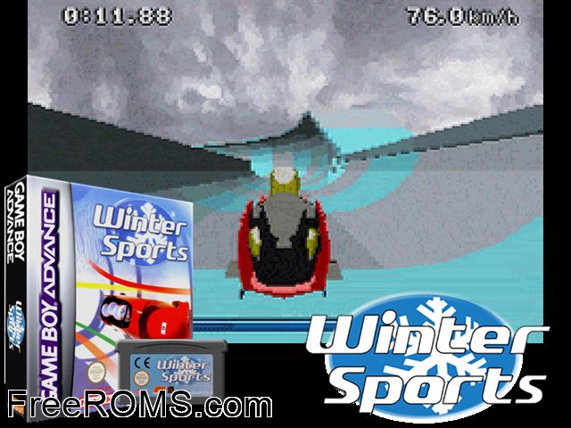 Winter Sports Gameboy Advance game showing 3D box cover and gameplay screenshot