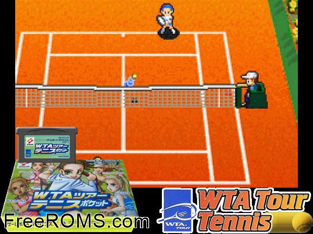 Wta Tour Tennis Pocket (Japan) Gameboy Advance game showing 3D box cover and gameplay screenshot