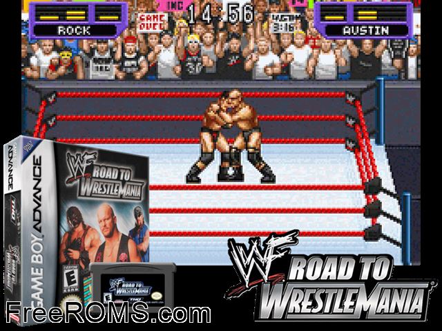 Wwf - Road To Wrestlemania Gameboy Advance game showing 3D box cover and gameplay screenshot