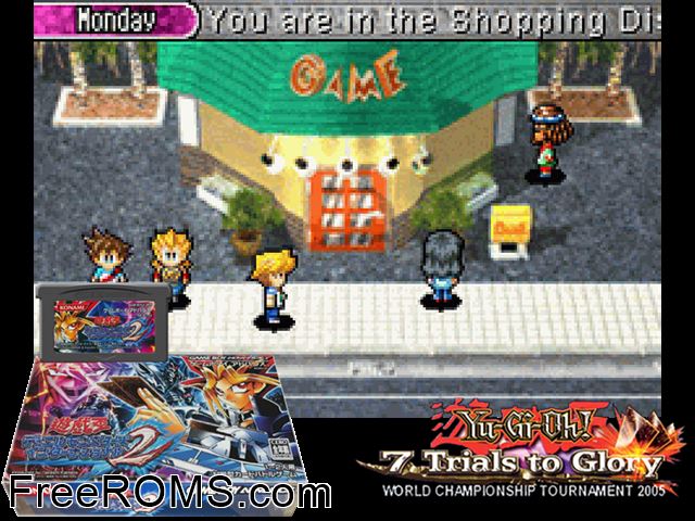 Yu-Gi-Oh! Duel Monsters - International Worldwide Edition 2 (Japan) Gameboy Advance game showing 3D box cover and gameplay screenshot