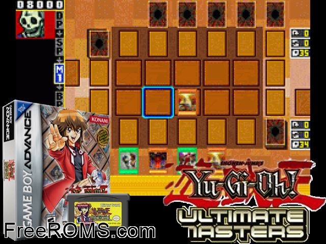Yu-Gi-Oh! - Ultimate Masters - World Championship Tournament 2006 Gameboy Advance game showing 3D box cover and gameplay screenshot