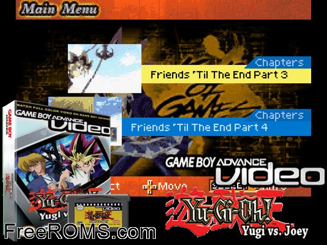 Yu-Gi-Oh! - Volume 1 (Video) Gameboy Advance game showing 3D box cover and gameplay screenshot
