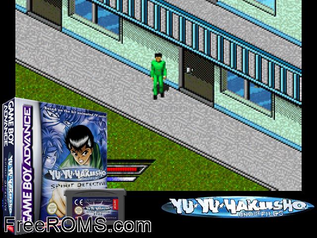Yu Yu Hakusho - Ghostfiles - Spirit Detective Gameboy Advance game showing 3D box cover and gameplay screenshot