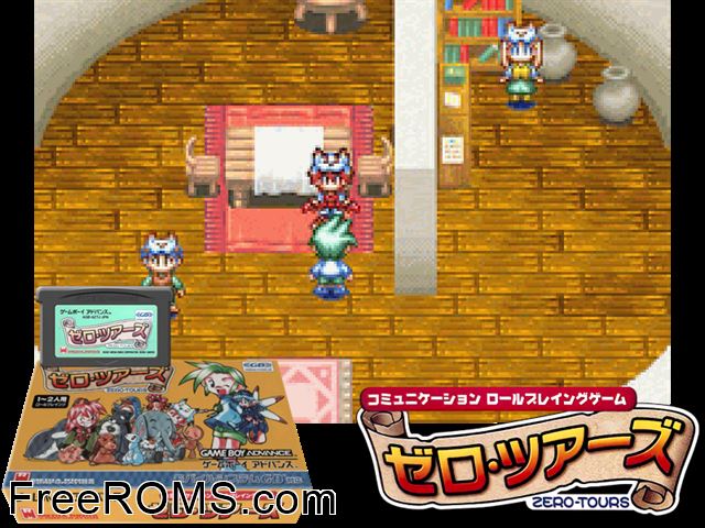 Zero-Tours (Japan) Gameboy Advance game showing 3D box cover and gameplay screenshot