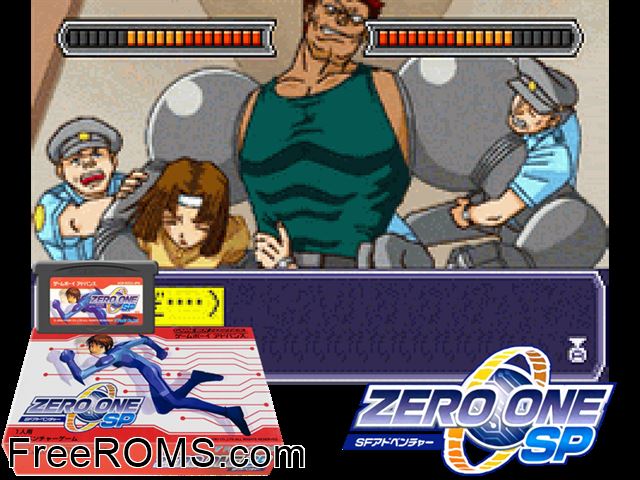 Zero One Sp (Japan) Gameboy Advance game showing 3D box cover and gameplay screenshot