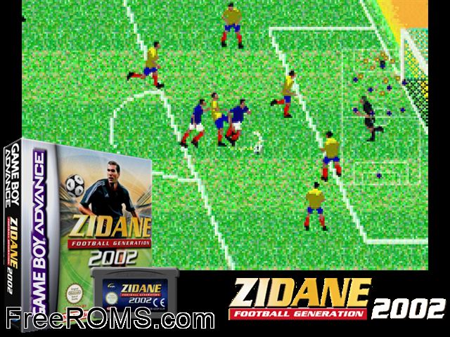 Zidane Football Generation Gameboy Advance game showing 3D box cover and gameplay screenshot