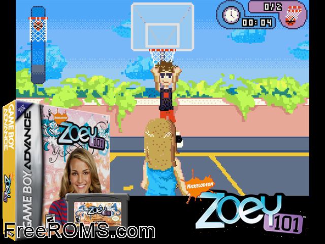 Zoey 101(Rising Sun) Gameboy Advance game showing 3D box cover and gameplay screenshot