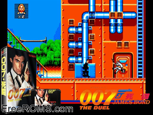 007 Shitou (Japan) Genesis game showing 3D box cover and gameplay screenshot