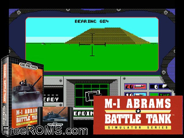 Abrams Battle Tank Genesis game showing 3D box cover and gameplay screenshot