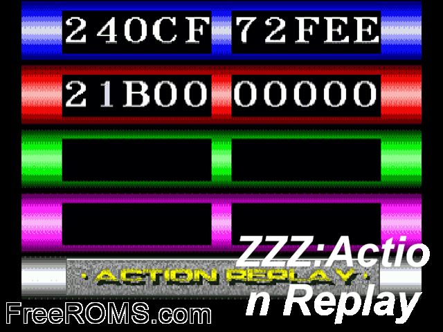 Action Replay Genesis game showing 3D box cover and gameplay screenshot