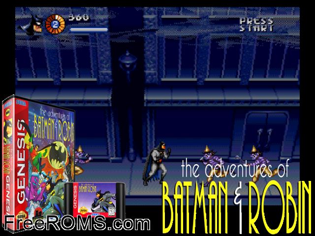 Adventures of Batman and Robin, The Genesis game showing 3D box cover and gameplay screenshot