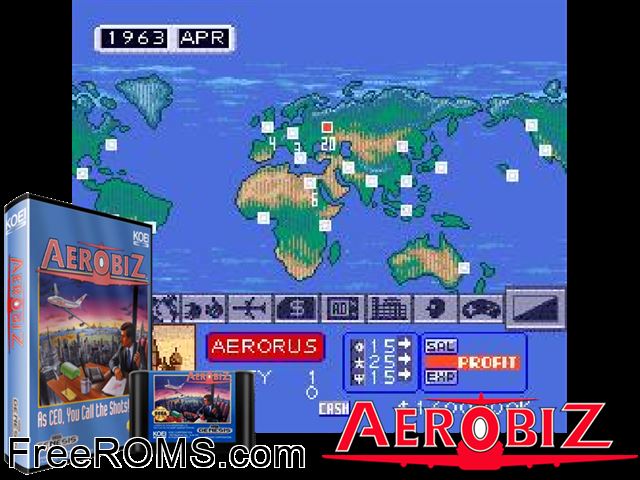 Aerobiz Supersonic Genesis game showing 3D box cover and gameplay screenshot