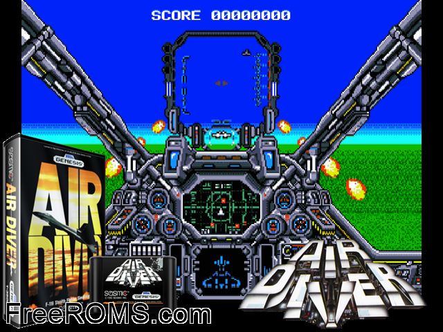 Air Diver Genesis game showing 3D box cover and gameplay screenshot