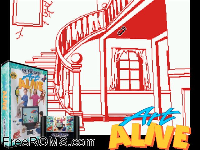 Art Alive Genesis game showing 3D box cover and gameplay screenshot