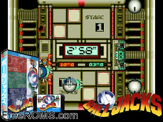 Ball Jacks Genesis game showing 3D box cover and gameplay screenshot