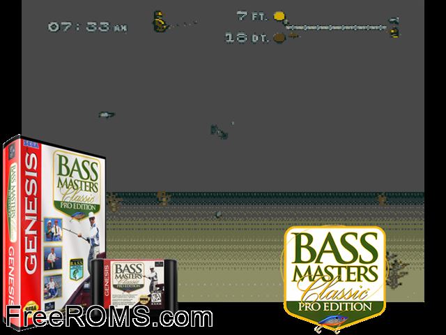 Bass Masters Classic Pro Edition Genesis game showing 3D box cover and gameplay screenshot
