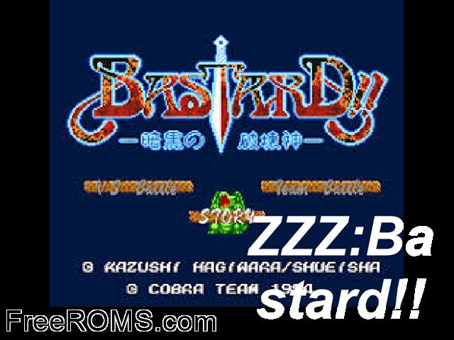 Bastard!! by Kaneda (Public Domain) Genesis game showing 3D box cover and gameplay screenshot