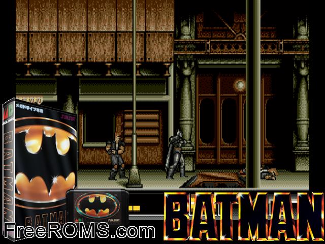 Batman (Japan) Genesis game showing 3D box cover and gameplay screenshot